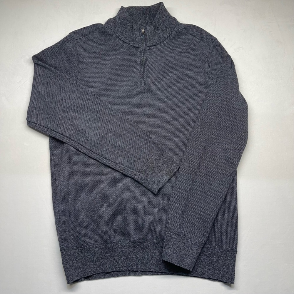 Robert Graham Mens Sweater 1/4 Zip Neck Long Sleeve Pullover Gray XL Fits L